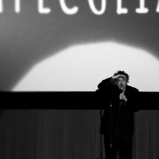 Tim Burton speaking before the screening.